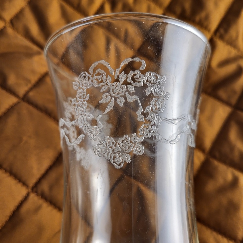 Vintage Homco Hearts And Ribbon Glass Peg Votive Cup Candle Holder